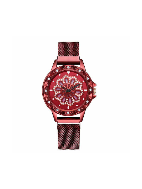 Watch with Red Rubber Strap