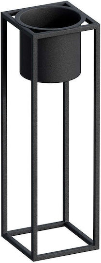 Aberto Design Саксия Металик Черен Със стойка 15x15x50εκ.