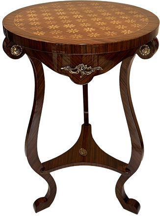 Side Table with Veneer in Flower Pattern