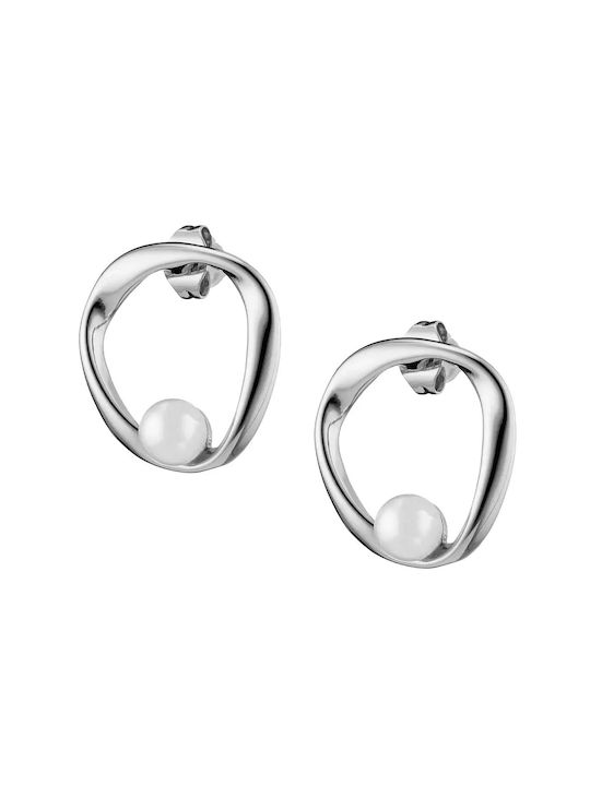 Oxzen Earrings made of Steel with Pearls