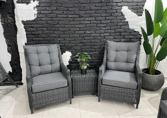 Σετ Σαλονιού Εξωτερικού Χώρου 3τμχ Dark Grey με Μαξιλάρια