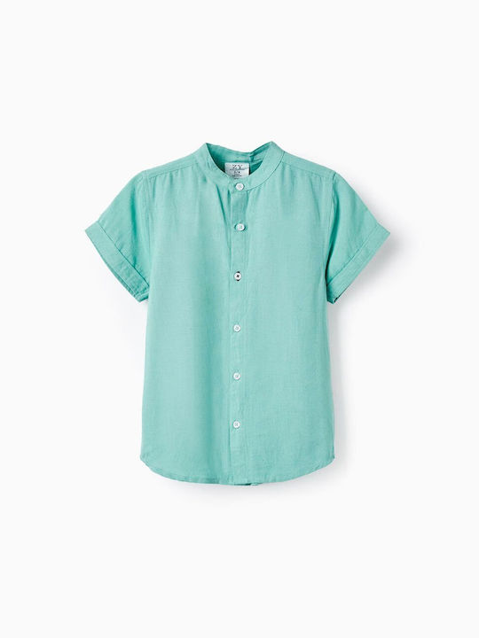 Zippy Kids Linen Shirt Turquoise