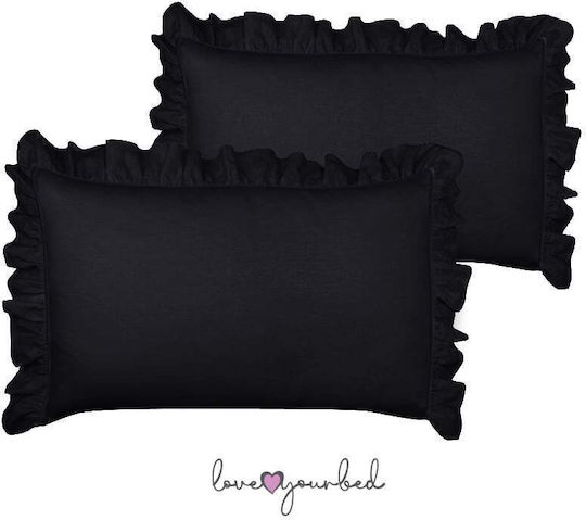 Isadore Lorraine Set Față de Pernă Negru 50x70cm.