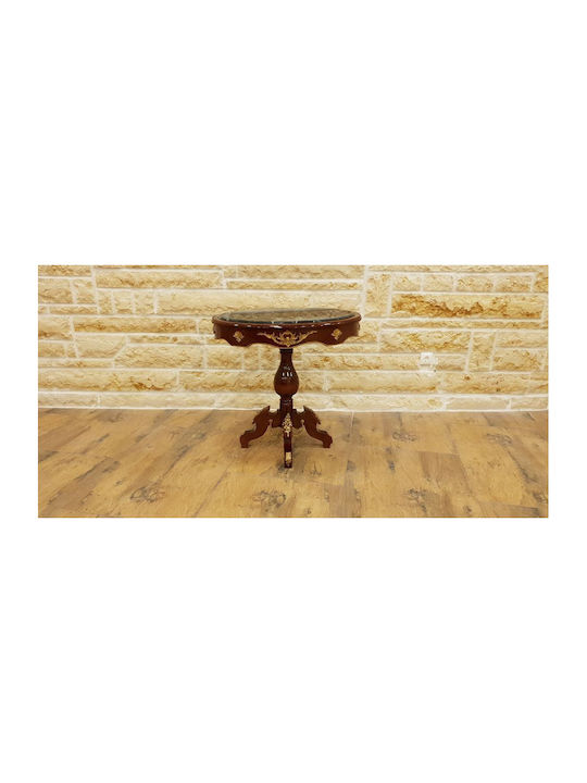 Oval Side Table Wooden Marble L80xW58xH78cm