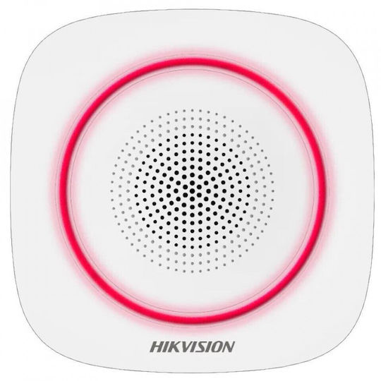 Hikvision Ασύρματη RF Σειρήνα Συναγερμού Μπαταρίας Εσωτερικού Χώρου 110dB με Κόκκινο Φως