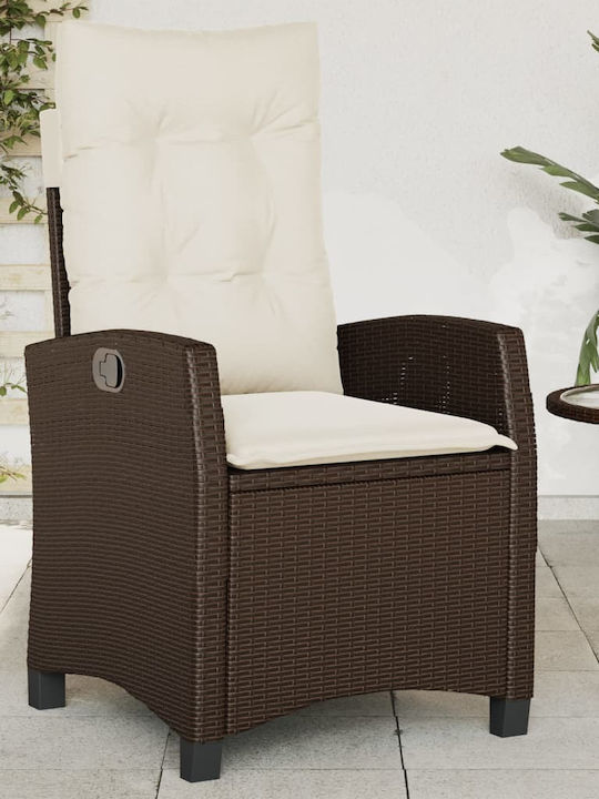 Outdoor Chair Rattan Coffee with Cushion 1pcs 57x66x93cm.