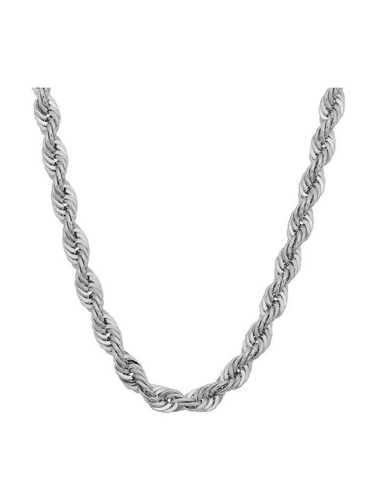 Jt Unisex Αλυσίδα Λαιμού Chain Ατσάλι Σχοινί 4mm Ασημί
