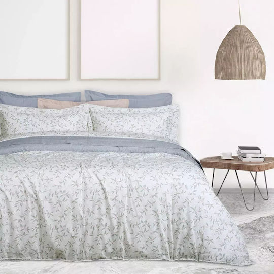 Das Home 1679 Coverlet Queen Size Cotton Satin Grey, Ecru 220x240cm