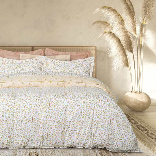 Das Home 1682 Coverlet Queen Size Cotton Satin Cream, Ochre 220x240cm