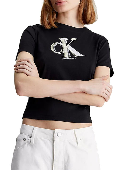 Calvin Klein Damen Crop T-Shirt Black