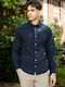 Long-sleeved Linen Shirt Navy Blazer