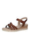 Caprice Damen Sandalen In Cognac Leder