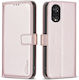 Tcl 40 Nxtpaper 4g Binfen Color Leather Wallet Series 12 with support base, card slots and magnetic clasp rose gold