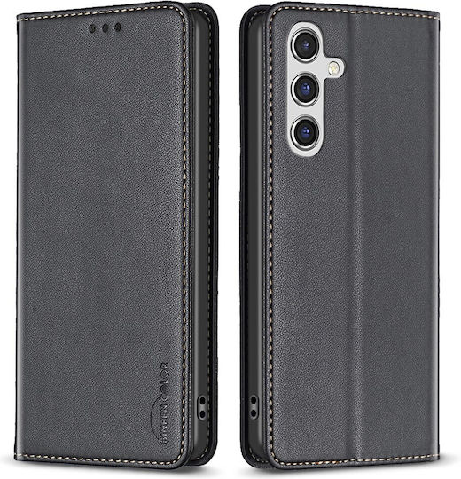 Samsung Galaxy A15 4g / A15 5g Binfen Color Leather Wallet Series 9 with support base, card slots and magnetic clasp Black