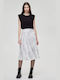 BSB Pleated High Waist Midi Skirt in White color