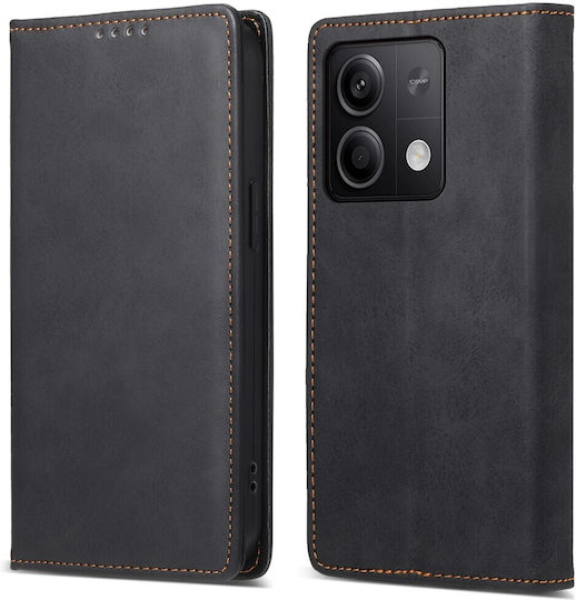 Case for Xiaomi Redmi Note 13 5G Dierfeng DF 05 Foldable Series with Stand, Card Slot, and Magnetic Closure Flip Wallet made of Synthetic Leather and Inner TPU Black