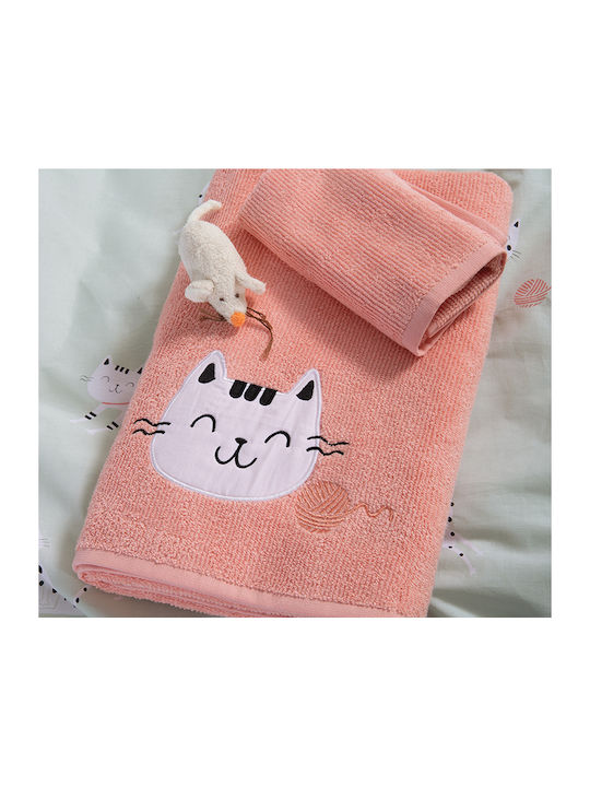 Kids Towels Set 2pcs Cats Game Appricot Nef Nef - 0.30x0.50 0.70x1.40.