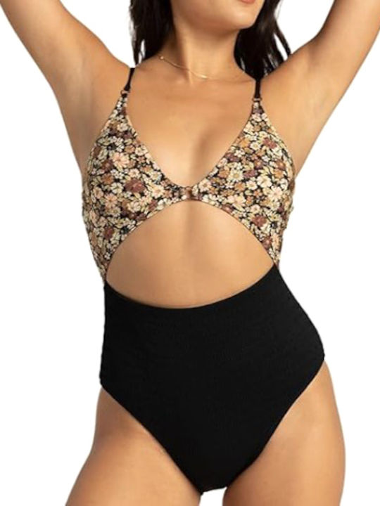 Rip Curl One-Piece Swimsuit with Cutouts Floral Brown