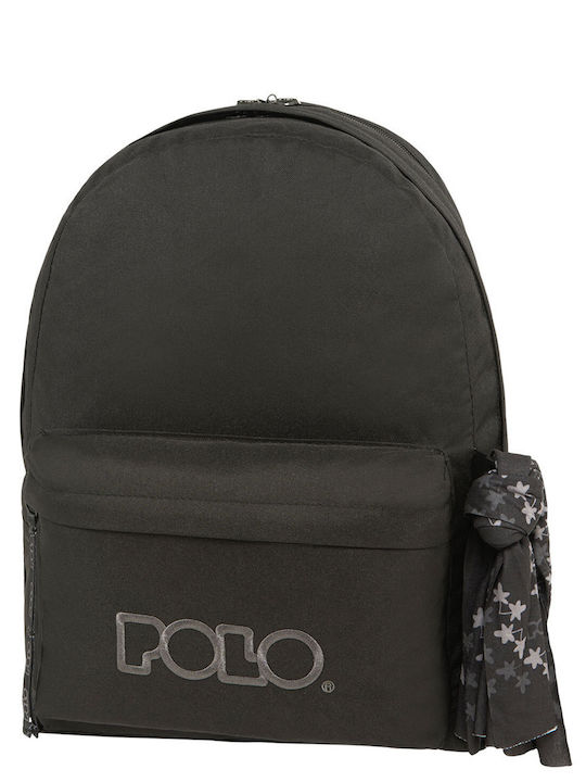 Polo Original Double Scarf School Bag Backpack Junior High-High School in Black color 2024