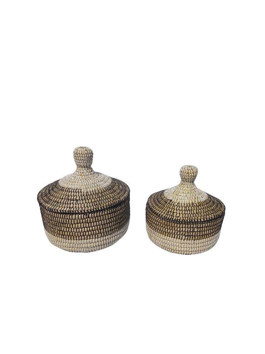 InTheBox Set Decorative Baskets Plastic with Cap and Handles Black 30x30x25cm 2 Pieces