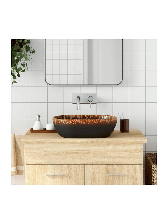 vidaXL Vessel Sink Ceramic 47x33x13cm Black and...