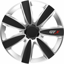 Set Capace De Roți Auto Cridem Gtx Carbon 4 Bucăți - Argintiu/Negru - 14''