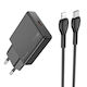 Hoco Φορτιστής με Θύρα USB-C και Καλώδιο USB-C - Lightning 20W Power Delivery Μαύρος (N37 Delgado)