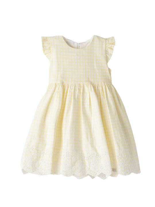 Εβίτα Παιδικό Φόρεμα Καρό Κίτρινο