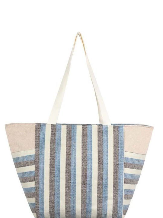 Aquablue Fabric Beach Bag Light Blue with Stripes