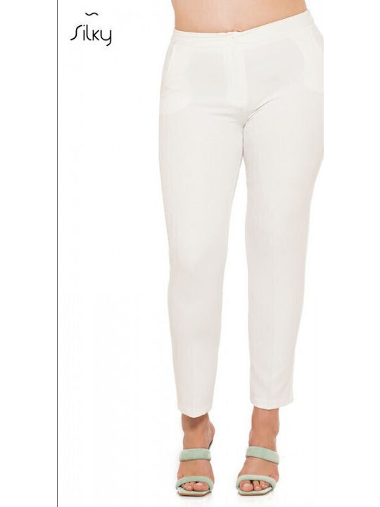 8855 Dama Tesatura Pantaloni Alb