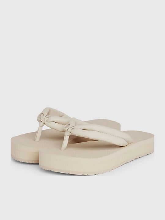 Calvin Klein Women's Flat Sandals Flatforms in Ecru Color