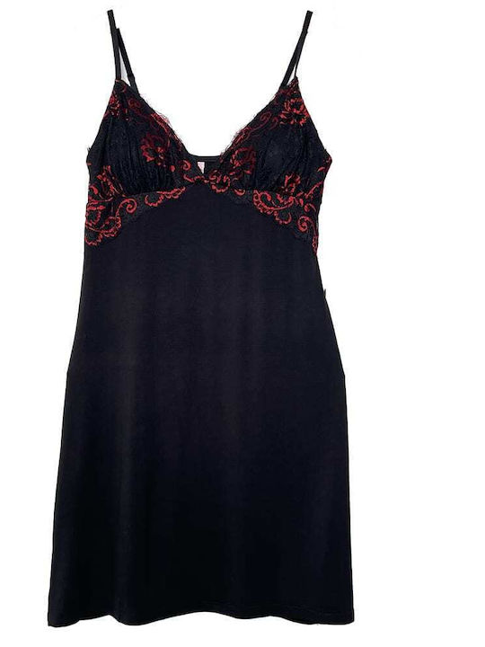 Fuanna Summer Women's Nightdress Black