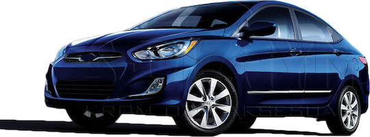 Hyundai Accent Blue Sedan 2011+ Протектор за рама Трим порт Стомана+пластмаса Хром 8бр