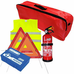 First Aid Package for Car Extinguisher First Aid Kit Pet 2pcs Warning Triangle Warning Waistcoat Trunk Organizer Red
