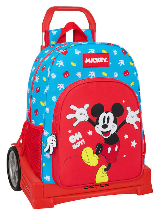 School Bag With Wheels Mickey Mouse Clubhouse Fantastic Blue Red 33 X 42 X 14 Cm