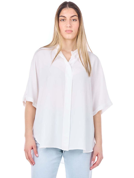 Beatrice Women's Silky Short Sleeve Shirt White