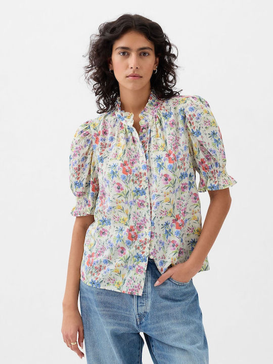 GAP Women's Floral Short Sleeve Shirt Multi Color Floral