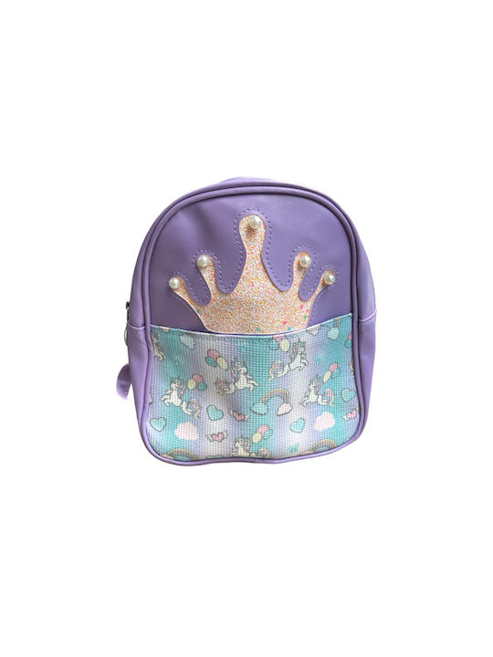 Kids Backpack Backpack Backpack Purple Crown With Adjustable Straps 23x23cm