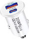 P10 Mini Style QC4.0 USB / PD20W Dual Port Car Charger White