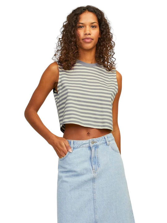 Jack & Jones Damen Crop T-Shirt Gestreift Mehrfarbig