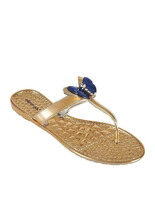 Mitsuko Frauen Flip Flops in Gold Farbe