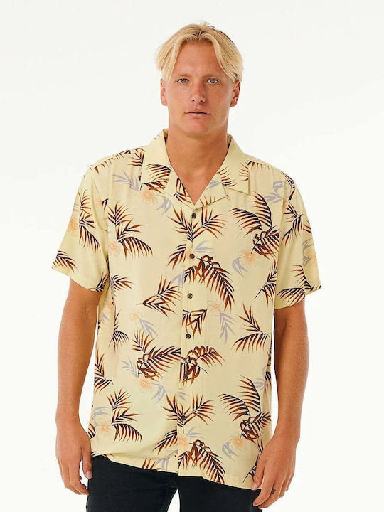 Rip Curl Herrenhemd Kurzärmelig Blumen Gelb