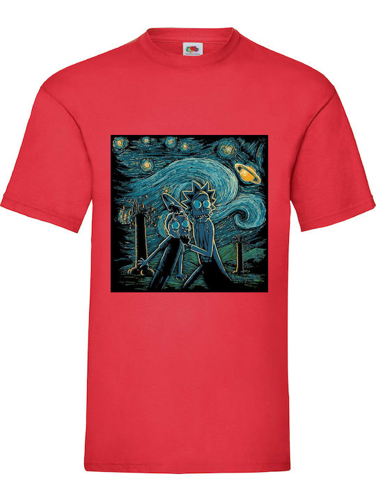 Tricou roșu Rick And Morty Van Gogh Original Fr...