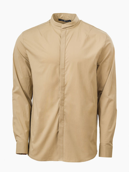 Long-sleeved Cotton Shirt Beige