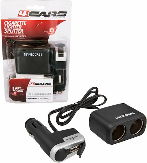 4cars Double Socket 12-24v cu Usb