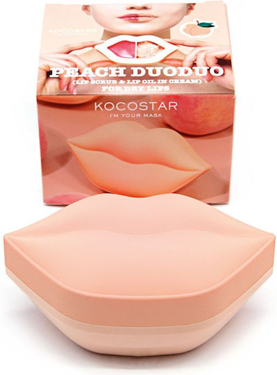 Kocostar Peach Duoduo, Scrub & Care Cream for Soft & Hydrated Lips 43ml [23ml/20ml]