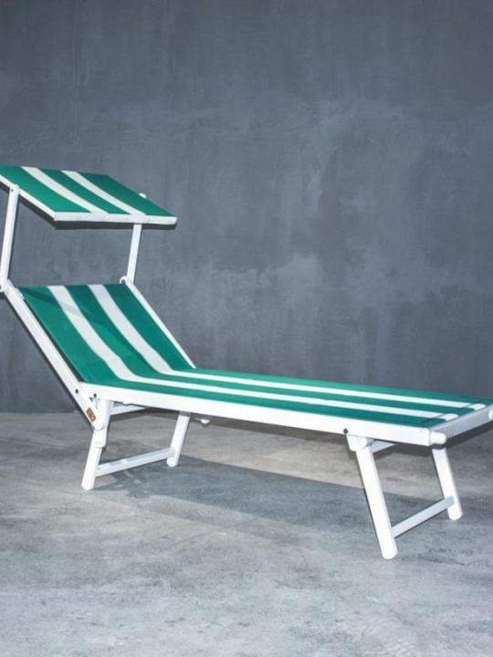 Liegestuhl Metallisch Ciao Amore mit Sonnenschirm Grün 183x61cm.