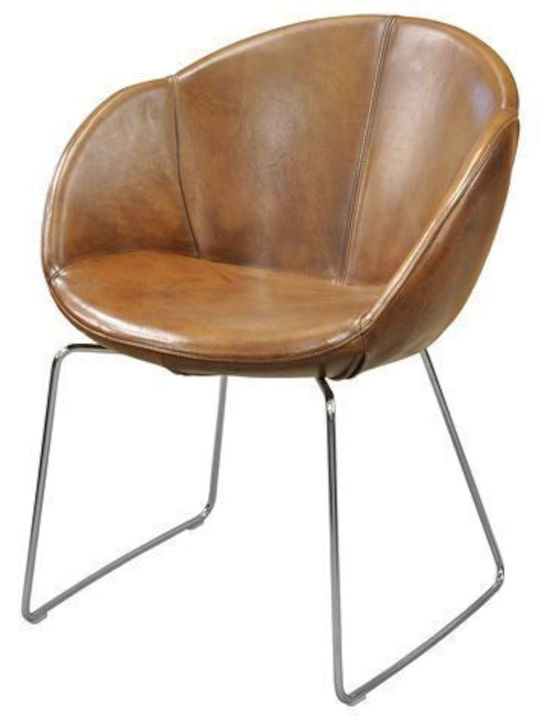 Armchair Visitor with Arms in Brown Color 63x63x80cm 1pcs
