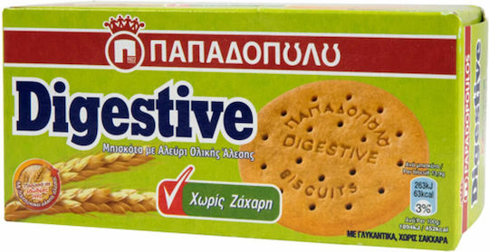Παπαδοπούλου Παπαδοπούλου Μπισκότα Digestive Ολικής Άλεσης Χωρίς Ζάχαρη 250gr