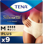 Tena Silhouette High Waist Plus Scutece Chiloți pentru Incontinență Mediu în Culoarea Bej 9buc